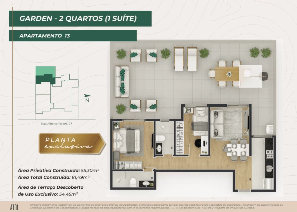 2 Quartos - GARDEN - AP 13