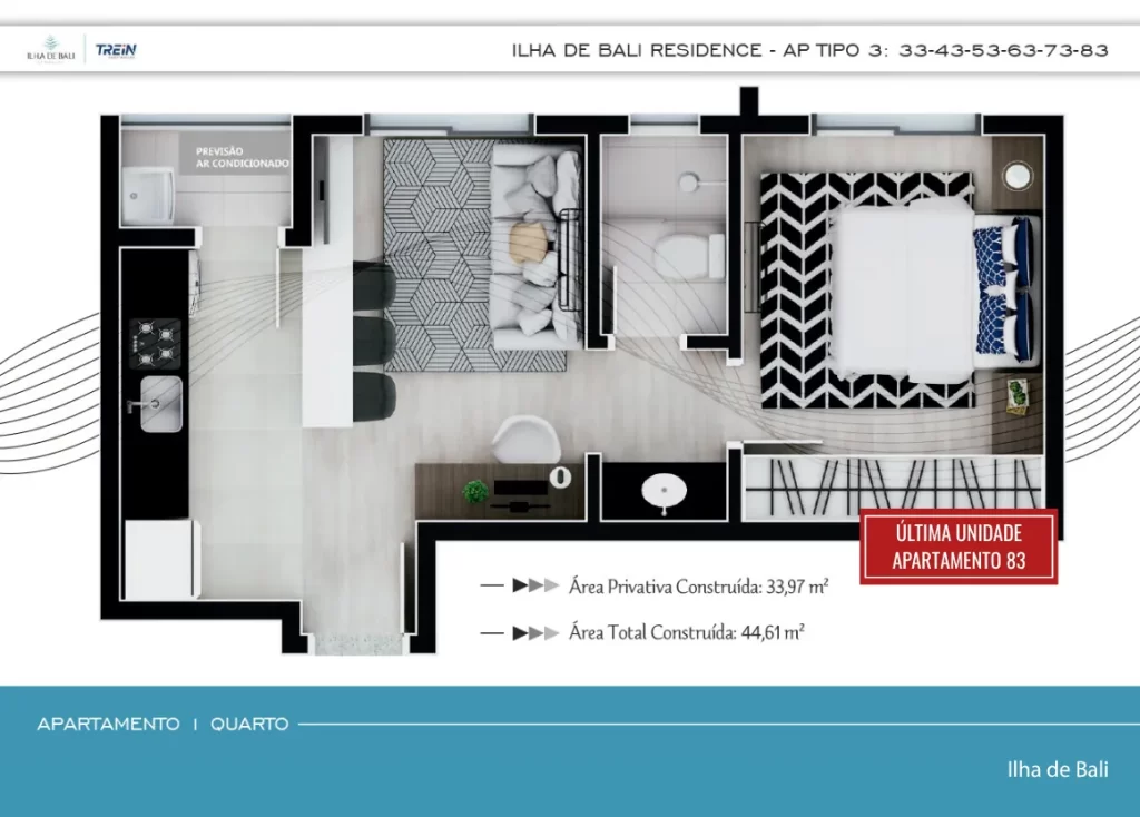 9-APARTAMENTO-1-QUARTO-33-43-53-63-73-83 - VENDIDO